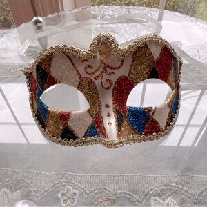 Vintage Harlequin Venetian Mask